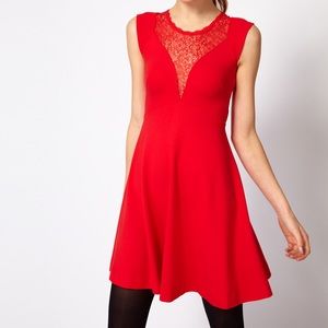 French Connection Lace Insert skater dress sz 4